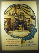 1950 Pabst Blue Ribbon Beer Ad - Tommy Henrich - Finest beer served..  - $18.49