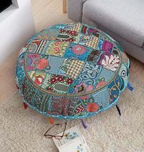 Indian Round Floor Pillow Vintage Bohemian Patchwork Cushion Cover Colorful Smal - $34.29