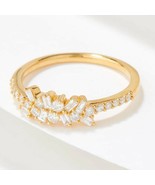 0.45CT Rund &amp; Baguette Künstlicher Diamant Versprechen Ring 14k Gelb Ver... - £141.52 GBP