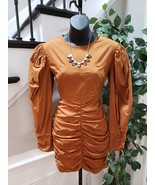 Fashion Nova Women&#39;s Orange Rayon Long Sleeve Ruched Knee Length Dress S... - £25.81 GBP