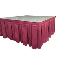 CLOSEOUT! Stage Skirting 16&quot; High Burgundy Box Pleat Flame Retardant Pol... - £27.51 GBP+