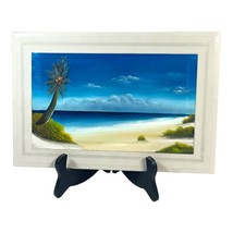 Hand Painted Tile Art Cancun Mexico Beach Scene w/ Display Stand Nautica... - £30.36 GBP