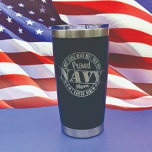 Proud US Navy Mom Engraved Tumbler Cup Water Bottle Military Travel Mug  - £19.19 GBP