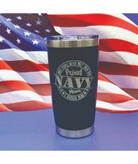 Proud US Navy Mom Engraved Tumbler Cup Water Bottle Military Travel Mug  - £19.12 GBP