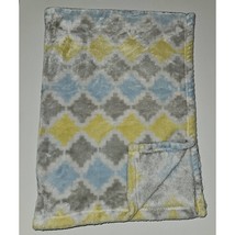 Baby Starters Fleece Baby Blanket Gray Yellow Blue Geometric Pattern 30" x 40" - £35.68 GBP