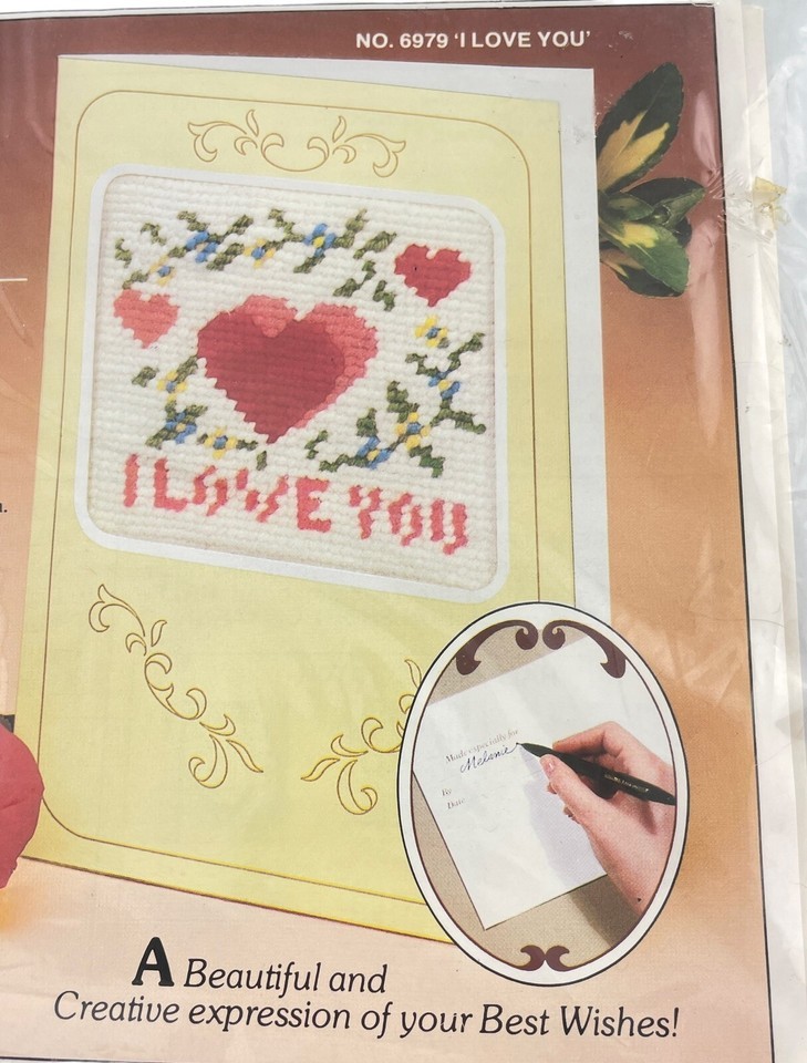 Wonderart Needlepoint Greeting Card Kit 6979 Embroidery I Love You Valentine Item image 3