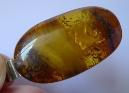 b5 Vintage jewelry Honey Cognac Natural Baltic Amber gem Dress Tie CLIP Barrette - £49.15 GBP