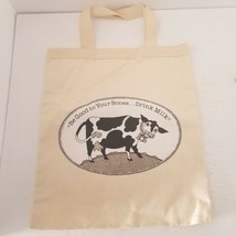 Vintage Cow Logo Canvas Tote Shopping Bag, &quot;Be Good To Your Bones, Drink Milk&quot; - £12.62 GBP