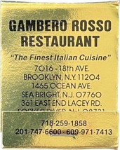 Gambero Rosso Restaurant, NY &amp; NJ, Match Book Matches Matchbook - $11.99
