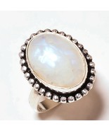 Shiny Rainbow Moonstone Oval Gemstone 925 Silver Overlay Handmade Ring U... - £8.01 GBP
