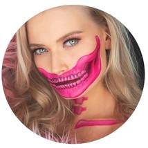 2 x Fantastic Plastic pink Skull Face Temporary Tattoo Halloween Costume for Wom - £23.34 GBP