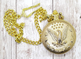 American Eagle Pocket Watch  - Gold Tone Quartz Movement - $9.99