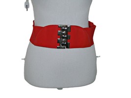 Vintage Bright Red Womens Stretchable Lock Belt Size M/L Seiferts Store ... - £15.32 GBP
