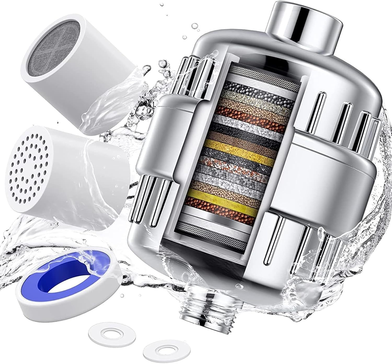 Shower Filter 20 Stage Hard Water Shower Water Filter With 2, Polished C... - $32.94