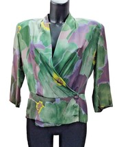 Blouse Light Green Fantasy Silk Blend 3 Buttons Double-Breasted Dianag Silk - £65.06 GBP+
