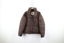 Eddie Bauer Womens Small 700 Goose Down Fill Faux Fur Collar Puffer Jacket Brown - £70.35 GBP