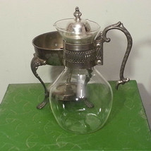Vintage Coffee Carafe With Stand Glass And Silverplate  - £38.01 GBP