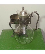 Vintage Coffee Carafe With Stand Glass And Silverplate  - $48.45