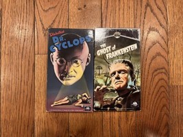 2 Vintage Horror Halloween VHS Movies The Ghost Frankenstein Dr Cyclops Lot 90s - $23.74