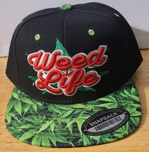 Weed Life Marijuana Leaf Leaves Cannabis Snapback Baseball Cap ( Black ) - $14.86