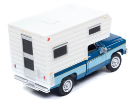 1977 Chevrolet Fleetside Pickup Truck with Camper Blue Metallic and Light Blu... - $32.36