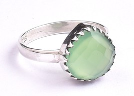 Natural Green Amethyst 925 Sterling Silver Handmade Engagement Ring For Women - £55.03 GBP+