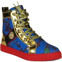 Mens High Top Shoes FIESSO by AURELIO GARCIA Chain Medusa Celebrity 2421 Blue image 8