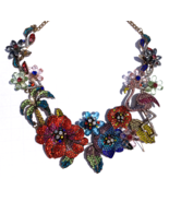 OFF PARK COLLECTION Rhinestone Flamingo &amp; Tropical Flowers Statement Nec... - $39.59