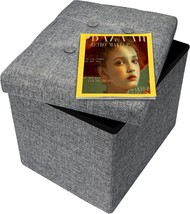 Amassmile® Storage Ottoman Foot Rest Stool, 17 Inch Linen Footstool, Dar... - $35.94