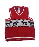 Little Lad Fair Isle Moose Sweater Vest Boys Size 18mo Red Holiday Lodge... - £7.00 GBP