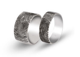 Finger Print Ring Set: Sterling Silver, 24K Gold, Rose Gold - £180.44 GBP
