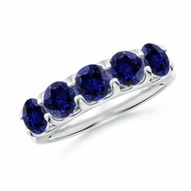 Authenticity Guarantee 
Angara 5mm Lab Grown Blue Sapphire Non Eternity Ring ... - £1,180.30 GBP