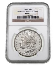 1886 Plateado Morgan Dólar Graduado Por NGC Como MS-63 Mclaren Collection - $123.74