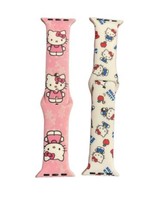 Fashion Pink &amp; White Hello Kitty Silicone Compatible Apple Watch Bands 38/40/41 - £31.65 GBP