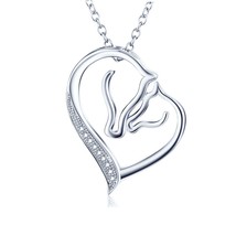 925 Sterling Silver &amp; Child Horse Head Pendant Necklace Gifts Her Cyber Monday - £36.75 GBP