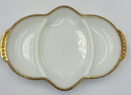 Fire King White Milk Glass Gold Trim Divided Dish 3 Section Platter Vintage - £10.54 GBP