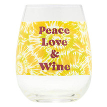 Tie Dye Wine Glass - Peace Love&amp;Wine - £19.91 GBP