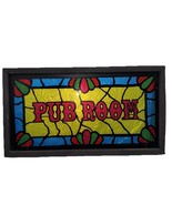 Vintage PUB ROOM Framed Bar Sign Wall Foil Stained Glass Art 1970s 12&quot; H... - $34.06 CAD