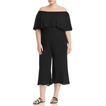 ELAN Off The Shoulder Ruffle Cover-up Jumpsuit In Black 2X B4HP - £23.98 GBP