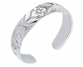 14k Bañado en Oro Blanco Plata de Ley Ajustable Flor Anillo para Pie Para Mujer - $41.55