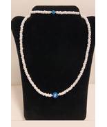 Evil eye necklace bracelets jewellery set big sizes seed bead white summ... - £31.97 GBP