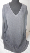 Vtg Bobbie Brooks Woman Size 22/24 Gray V-Neck Pullover Sweater/Top Long... - £8.78 GBP