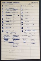 LA DODGERS GAME USED DUGOUT LINE-UP CARD 9/17/82 VS ASTROS CEY GUERRERO ... - £115.47 GBP
