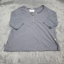 Perfect Henley Shirt Womens 22 Gray Chest Button Short Sleeve Cotton Henley Tee - £17.89 GBP