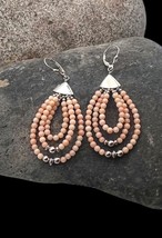 Jay King DTR Southwest Sterling Silver Natural Pink Coral Beaded Dangle Earrings - £43.45 GBP