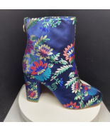 Joie 'Saleema' Floral Brocade Leather Ankle Boots Blue Booties Size 37.5 NWOB - $84.55