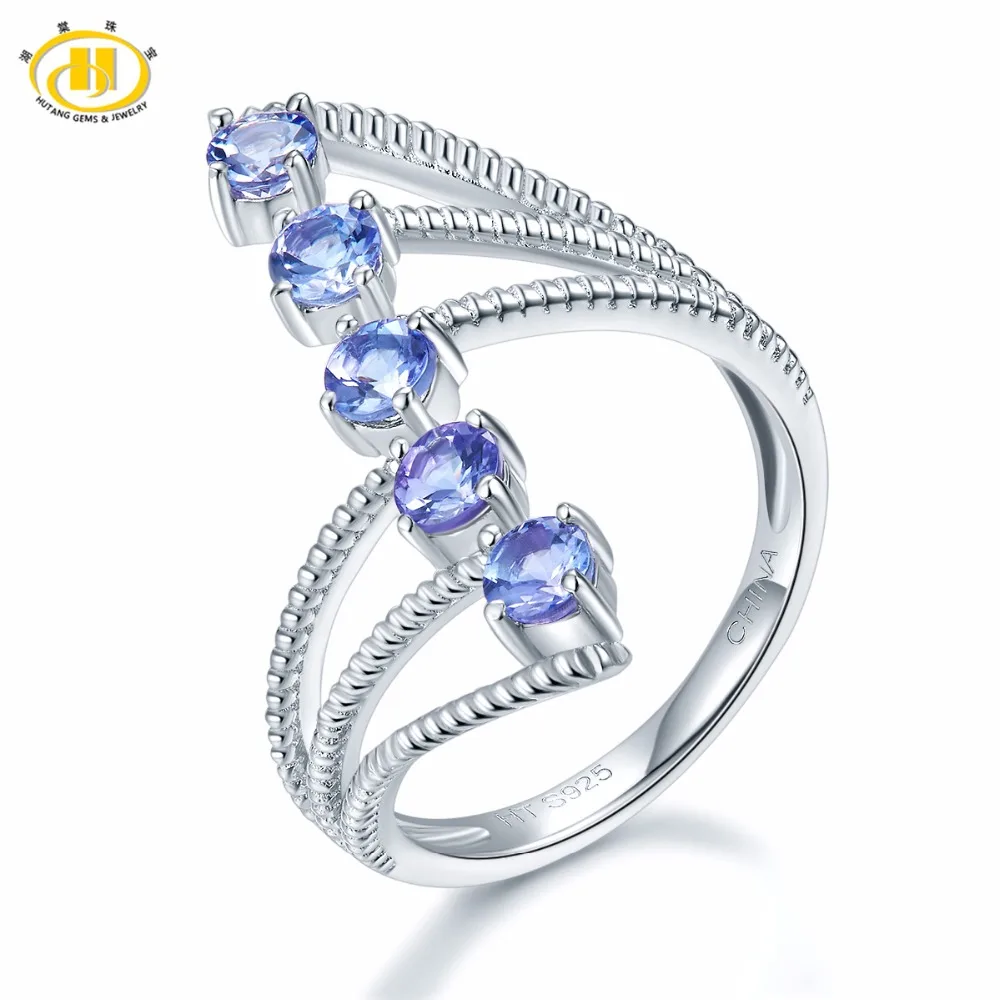 Natural Gemstone Tanzanite Rings 925 Sterling Silver Claw Shape Wedding Ring Fin - £41.94 GBP