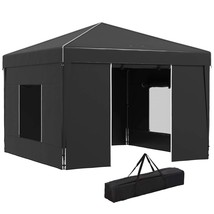 Outsunny 9.7&#39; Black Pop Up Canopy Tent w/ Sidewalls | Portable Shade - $157.99