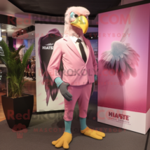 Pink Haast&#39;S Eagle mascot costume character dressed with a Suit and Shoe laces - £931.08 GBP