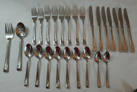 Lot of 26 Pcs Oneida Stainless Lincoln Spoons Knives Forks Serving Fork &amp; Spoon - £39.52 GBP